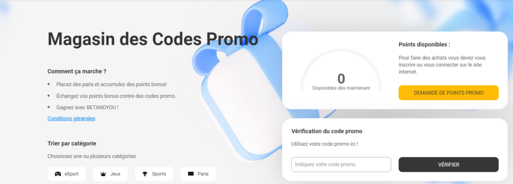 Codes promotionnels 2025 chez BetAndYou